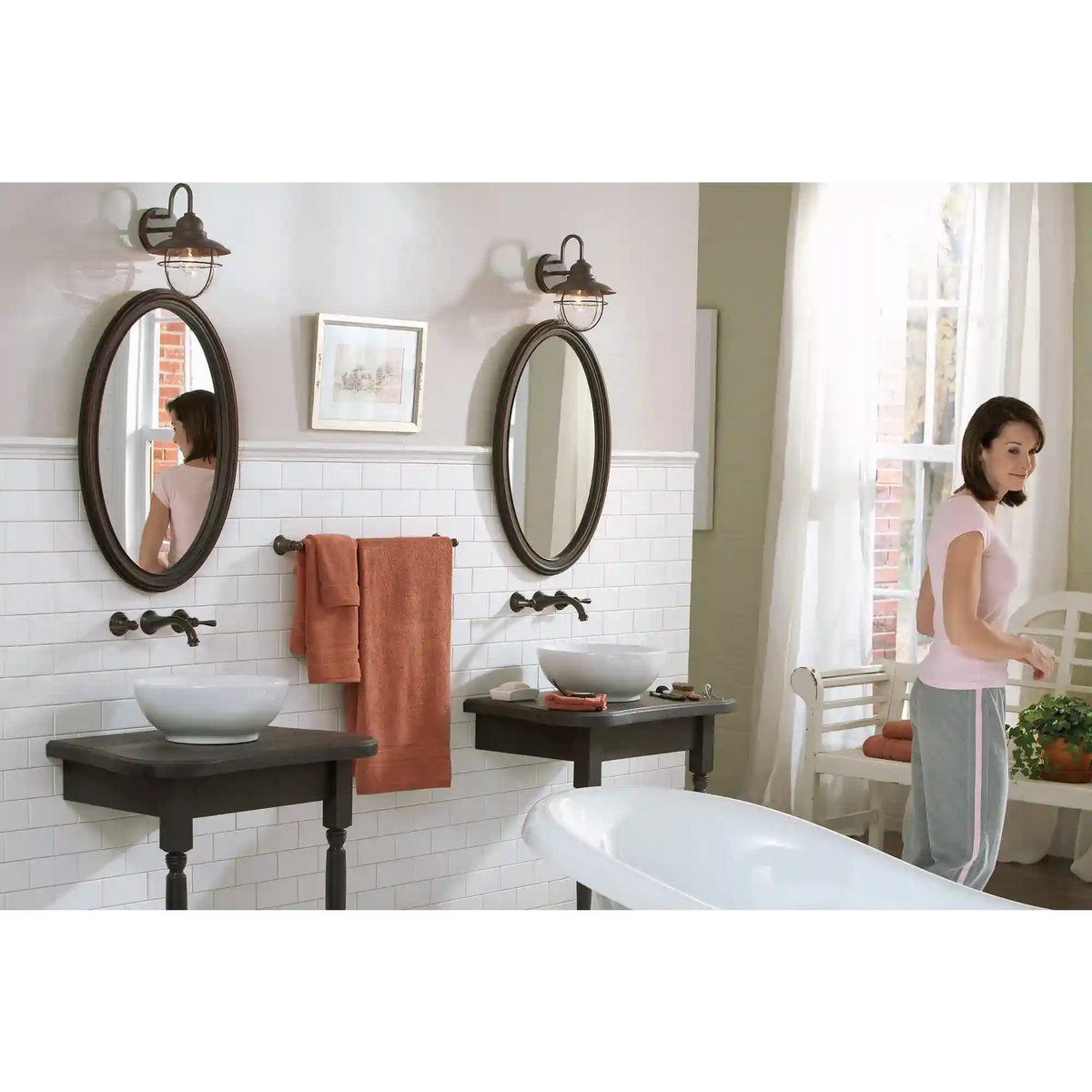 Kingsley Two-Handle Low Arc Wall Mount Bathroom Faucet