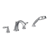 Brantford Two-Handle Low Arc Roman Tub Faucet Including Handheld Shower