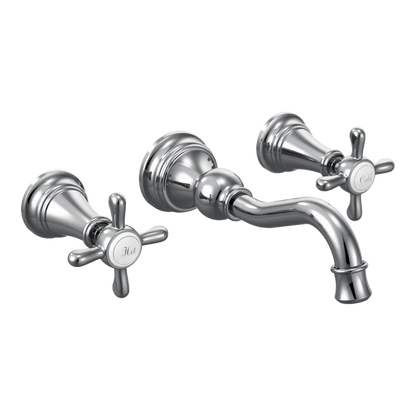 Weymouth Two-Handle High Arc Wall Mount Bathroom Faucet