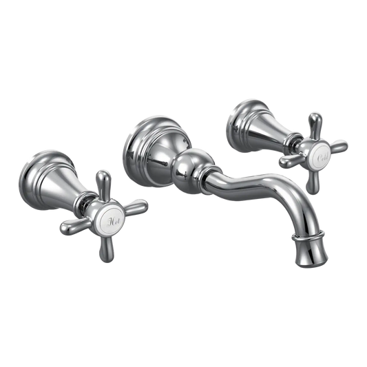 Weymouth Two-Handle High Arc Wall Mount Bathroom Faucet