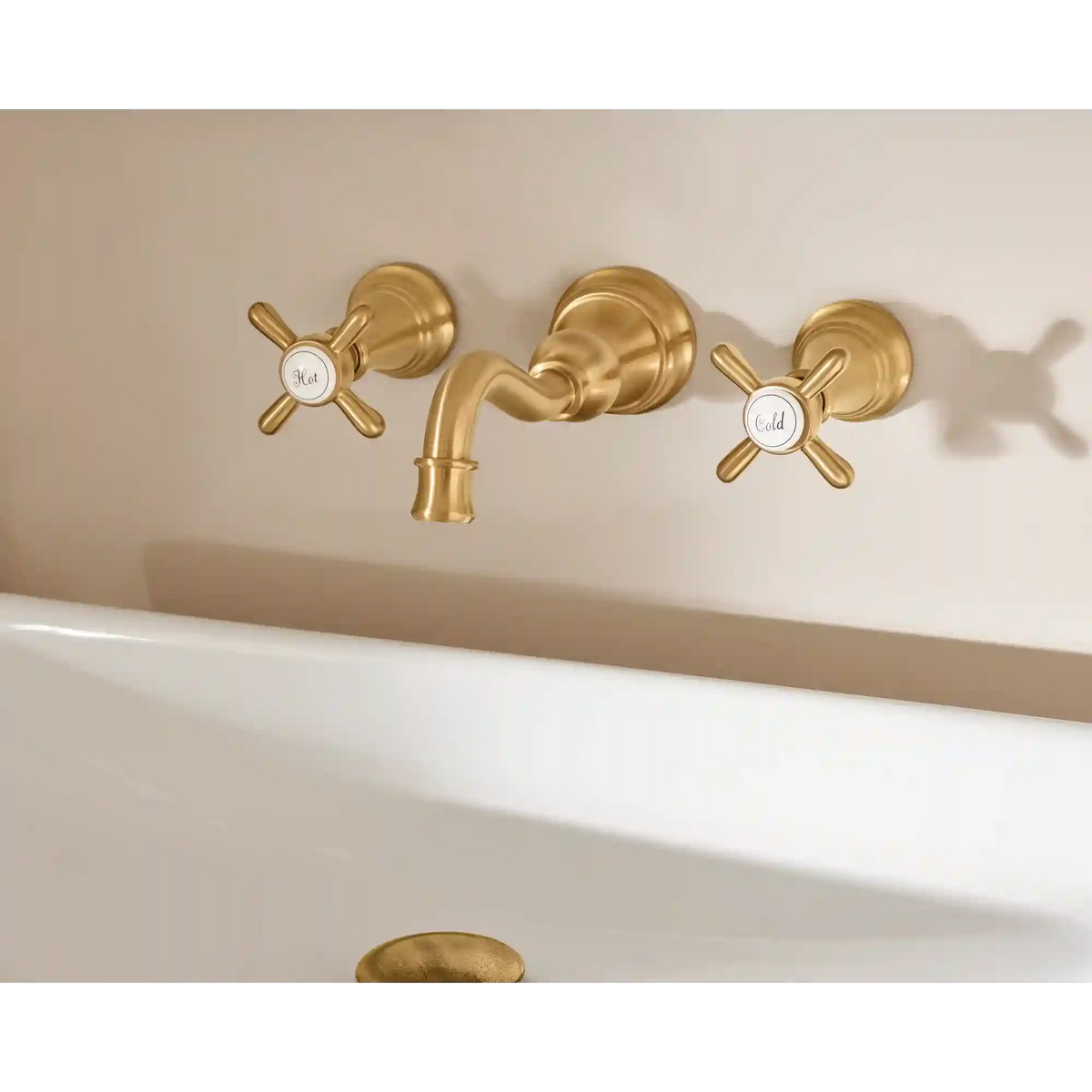 Weymouth Two-Handle High Arc Wall Mount Bathroom Faucet