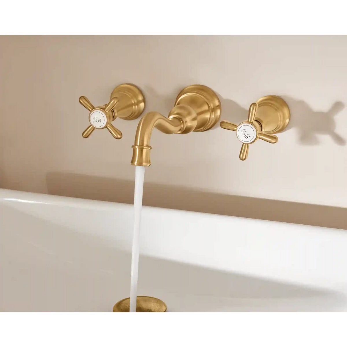 Weymouth Two-Handle High Arc Wall Mount Bathroom Faucet