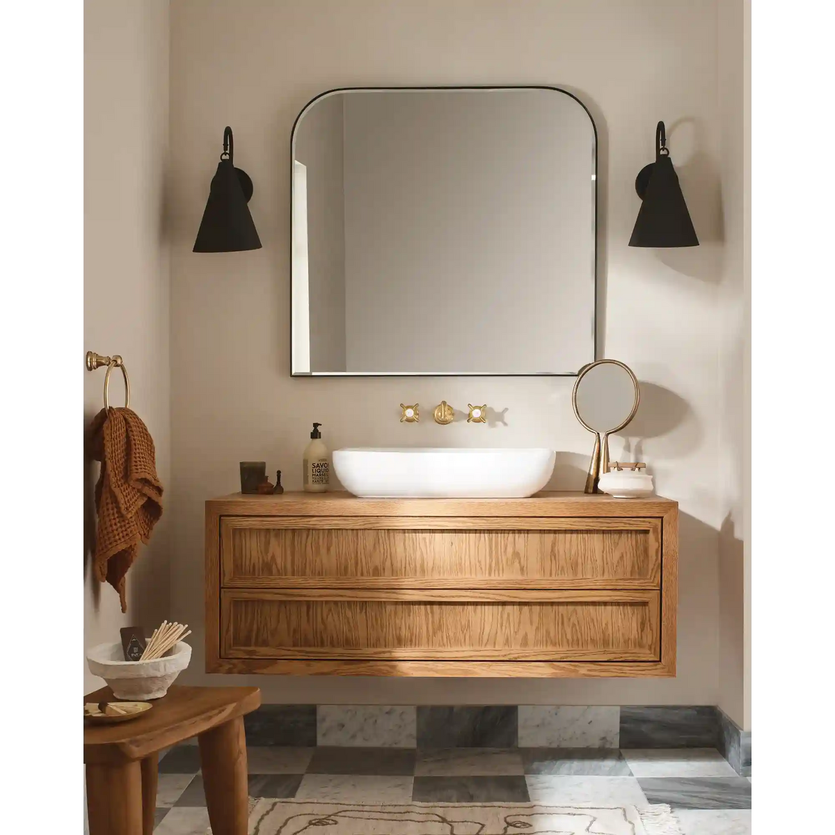 Weymouth Two-Handle High Arc Wall Mount Bathroom Faucet