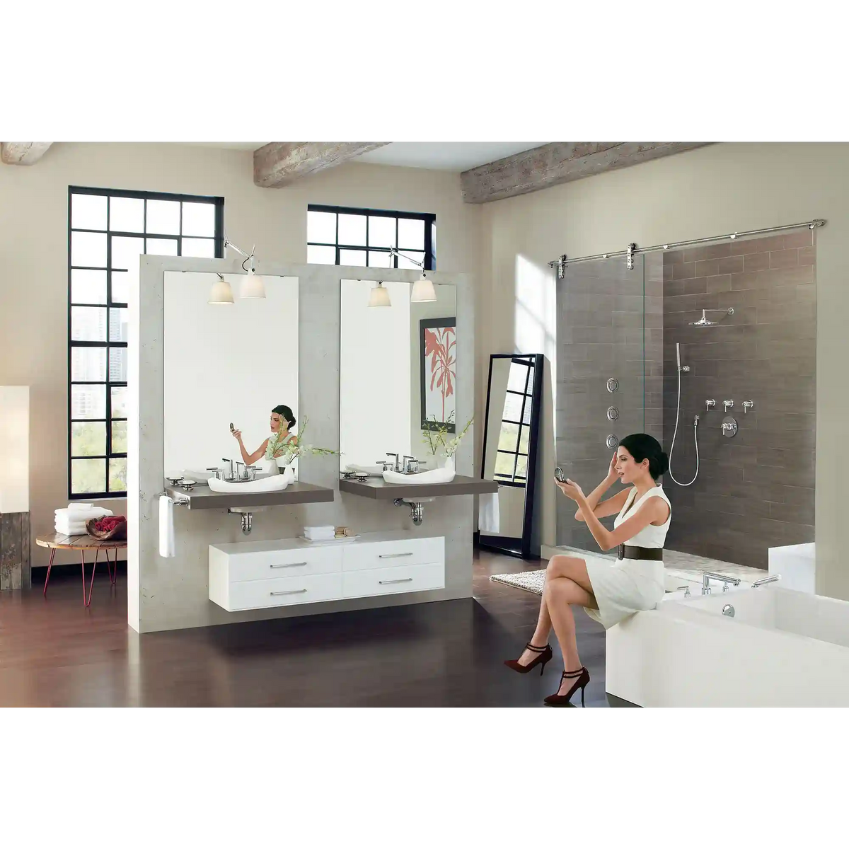 Arris Two-Handle Diverter Roman Tub Faucet Including Handheld Shower