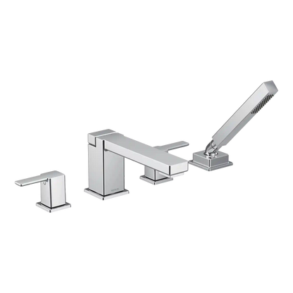 90 Degree Two-Handle High Arc Roman Tub Faucet Includes Hand Shower