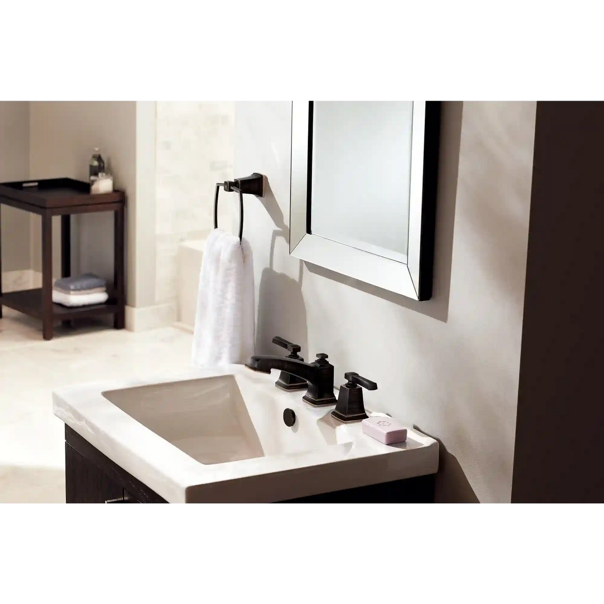 Boardwalk Two-Handle Low Arc Bathroom Faucet